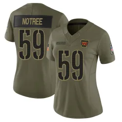 Limited Bryce Notree Women's Washington Commanders Olive 2025 Salute to Service Jersey - Nike