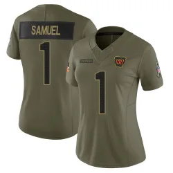 Limited Deebo Samuel Women's Washington Commanders Olive 2025 Salute to Service Jersey - Nike